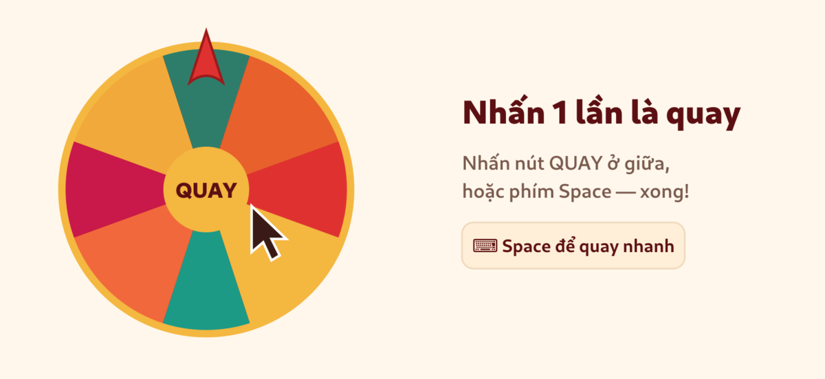 Quay vòng quay may mắn chỉ với một cú nhấp nút Quay