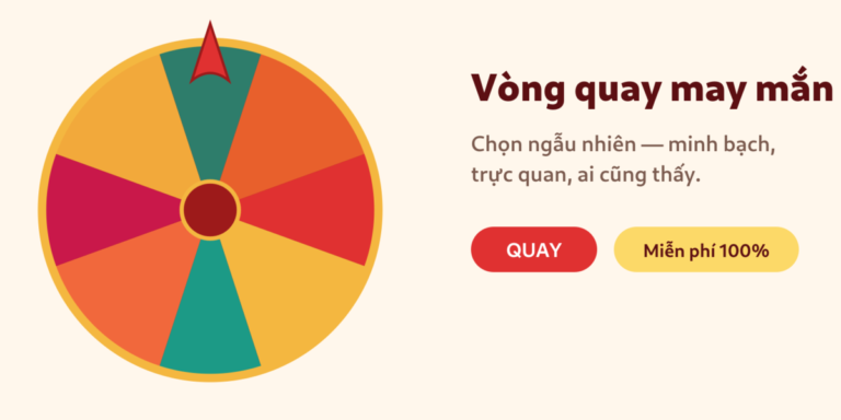 Vòng quay may mắn gồm các ô màu và kim chỉ