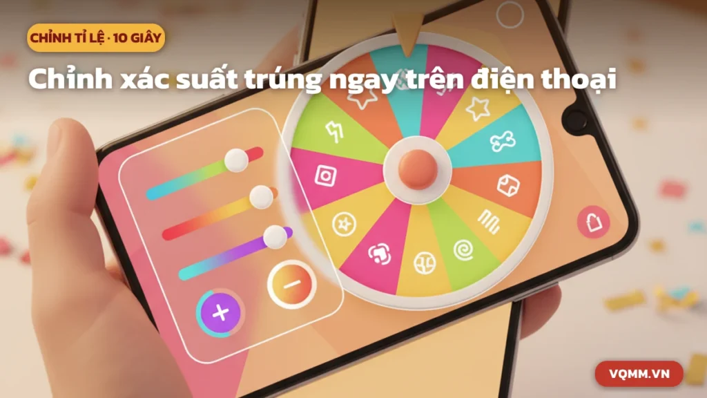 Cách chỉnh xác suất trúng trong vòng quay ngay trên điện thoại với VQMM