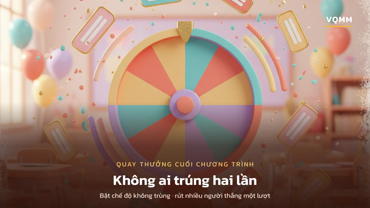 Quay thưởng sự kiện cuối năm bằng vòng quay may mắn VQMM, chế độ không trùng