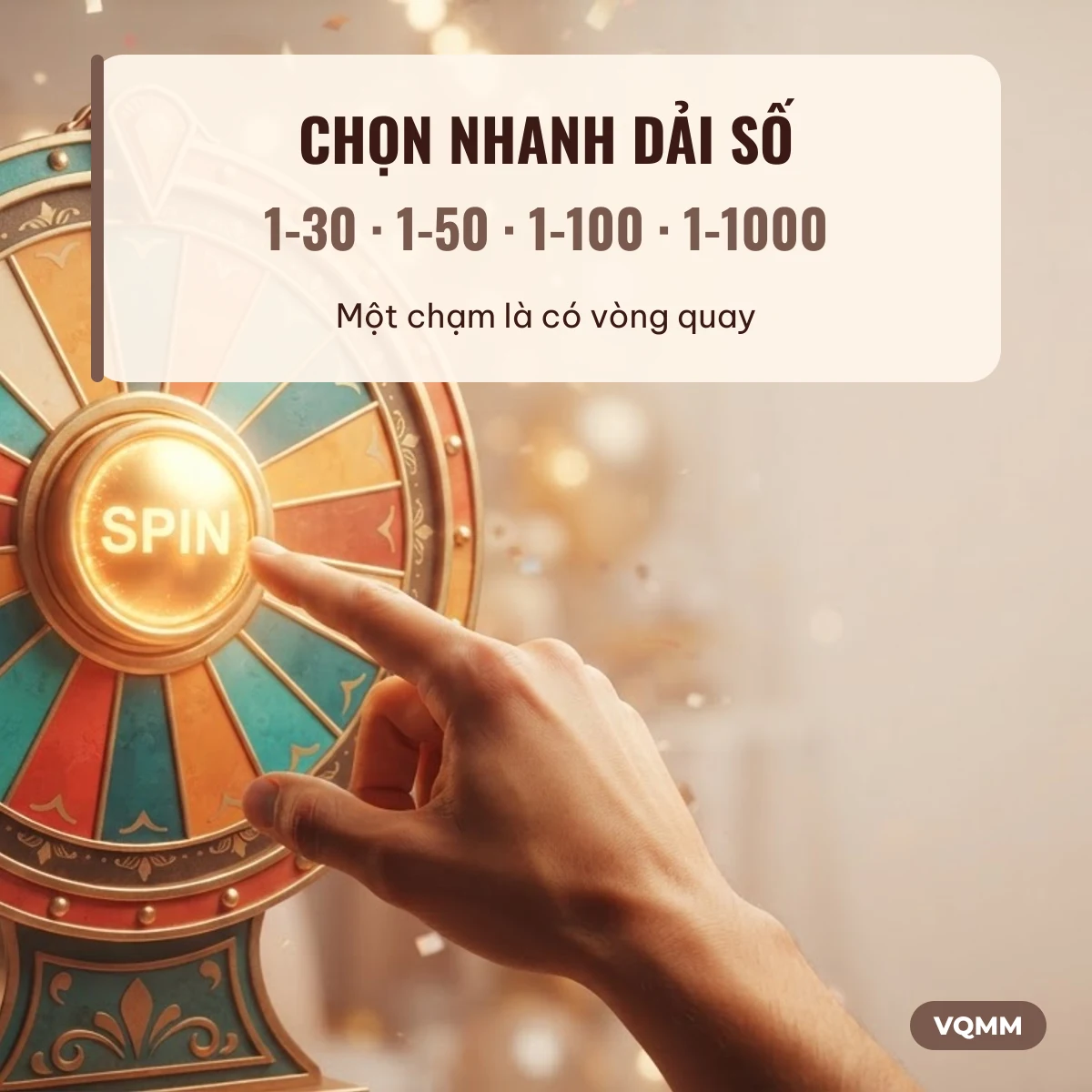 Chọn nhanh dải số vòng quay 1-30, 1-50, 1-100, 1-1000