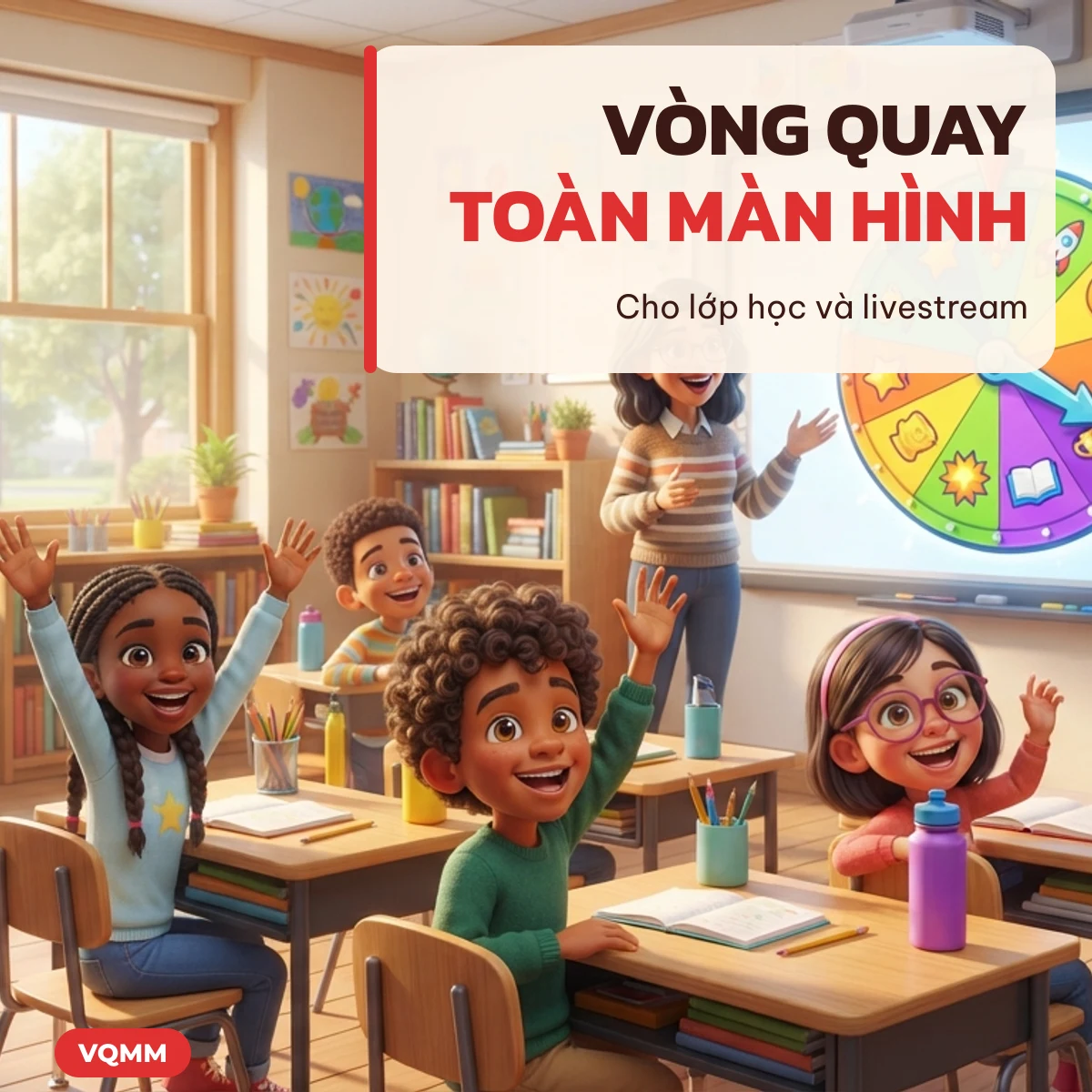 Vòng quay may mắn dùng trong lớp học và livestream